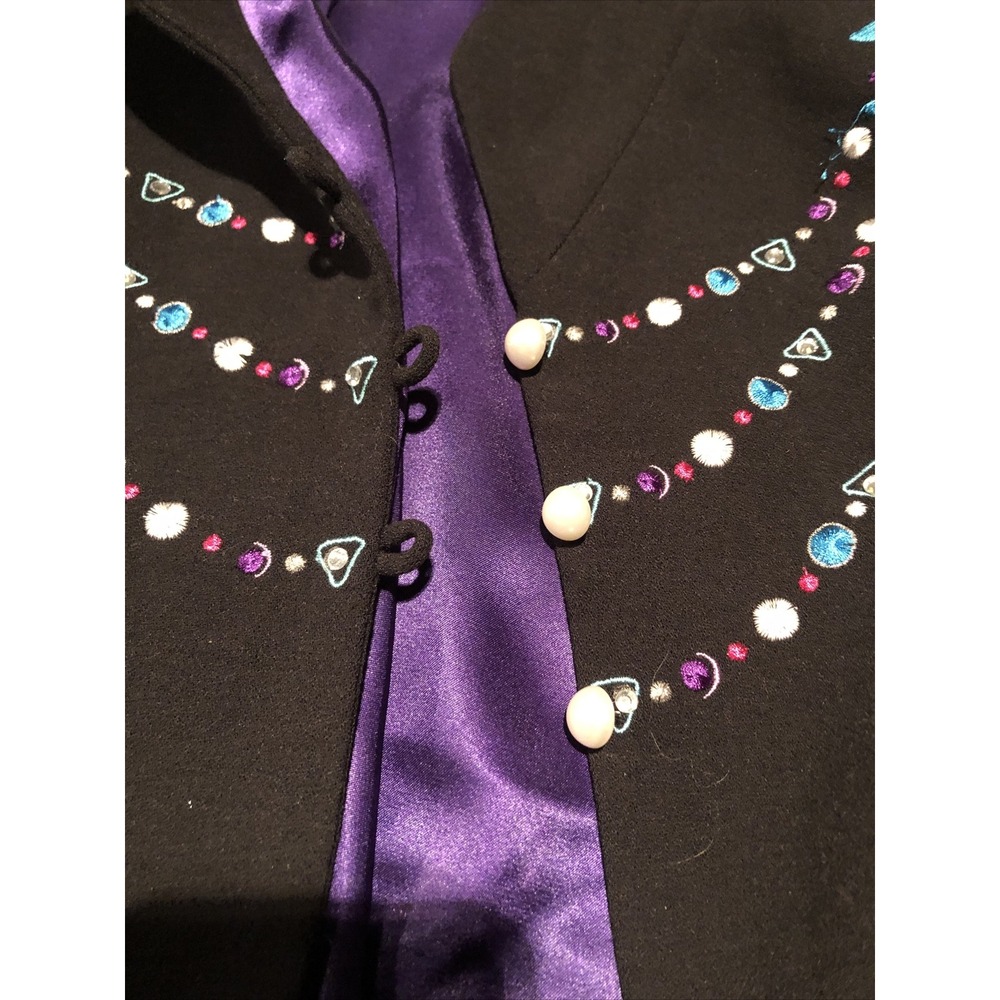 Bob Mackie‎ Wearable Art Jacket Party Coat Festive Size Large Black Purple Beads - Picture 7 of 10